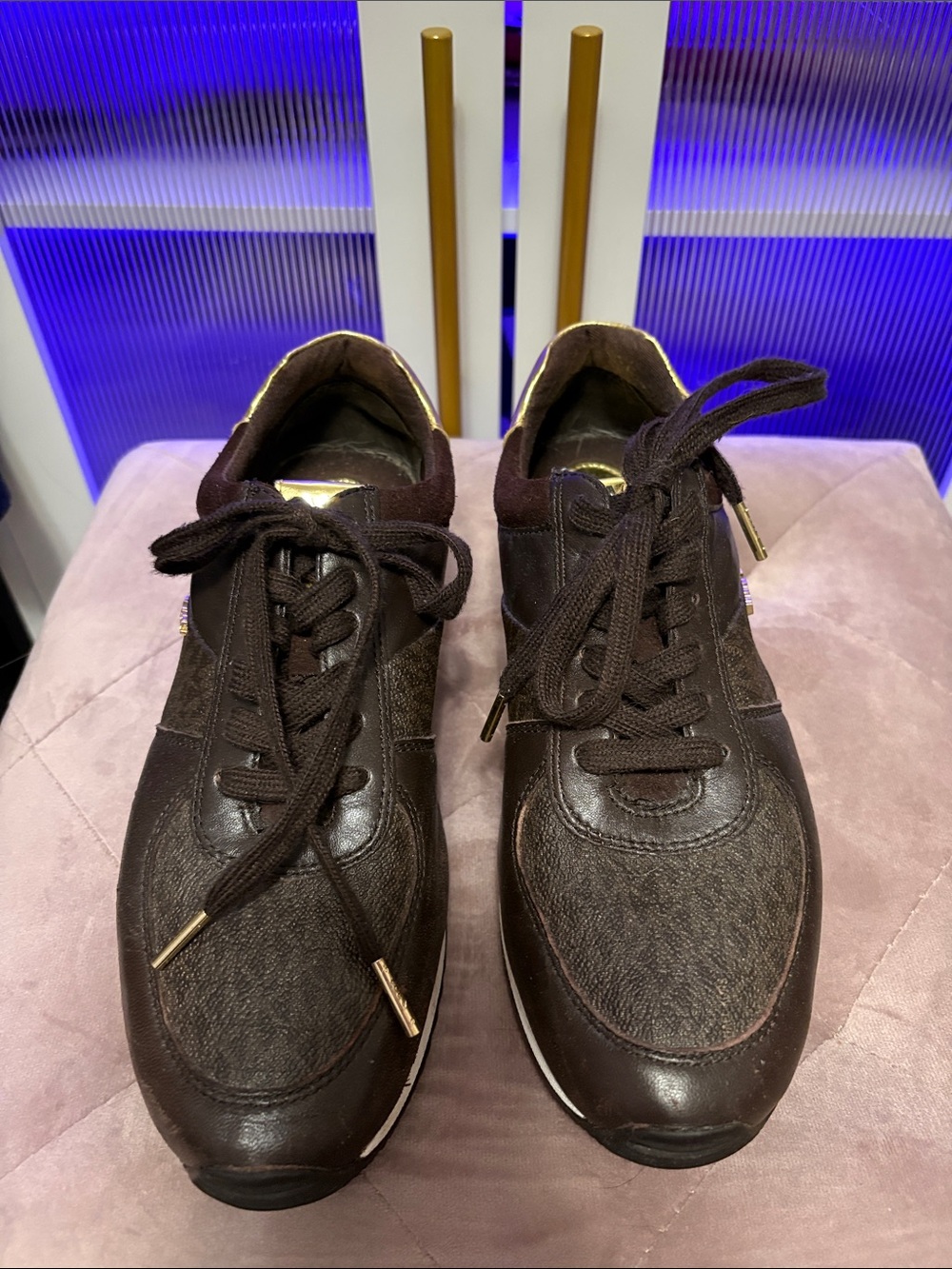 Michael Kors Men’s Dark Brown Leather Sneakers